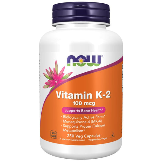 NOW Foods Vitamin K-2 250 Veg Capsule bottle front