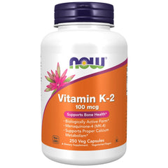 NOW Foods Vitamin K-2 250 Veg Capsule bottle front