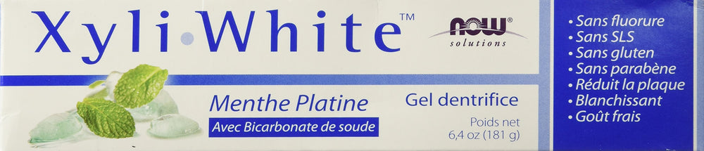 XyliWhite Platinum Mint toothpaste tubes in a 4-pack display