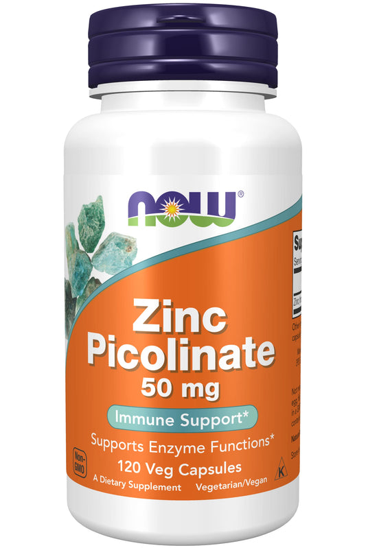 Now Foods Zinc Picolinate 50 mg bottle close-up