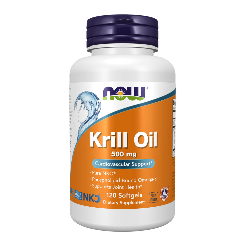 NOW Supplements Krill Oil bottle with 120 softgels