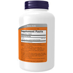 Close-up of NOW L-Lysine 500 mg bottle