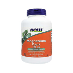 NOW Foods Magnesium 400mg bottle front view - 180 vegan capsules