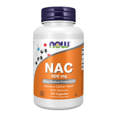 NOW NAC 600 mg with Selenium bottle on white background