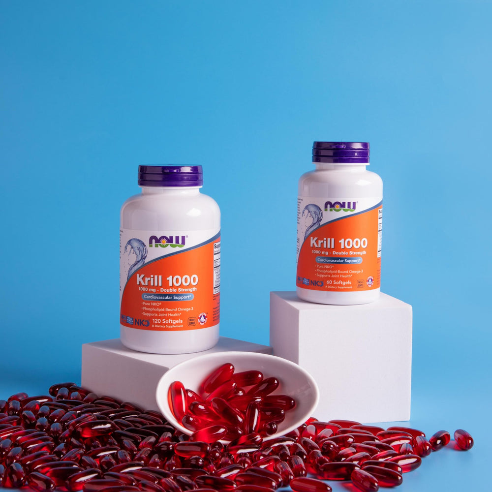 Astaxanthin-rich krill oil close-up