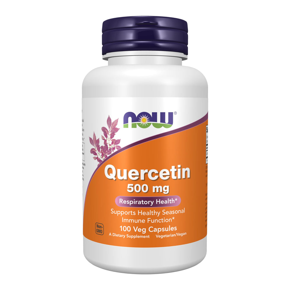 NOW Quercetin 500mg vegan capsules bottle – front view
