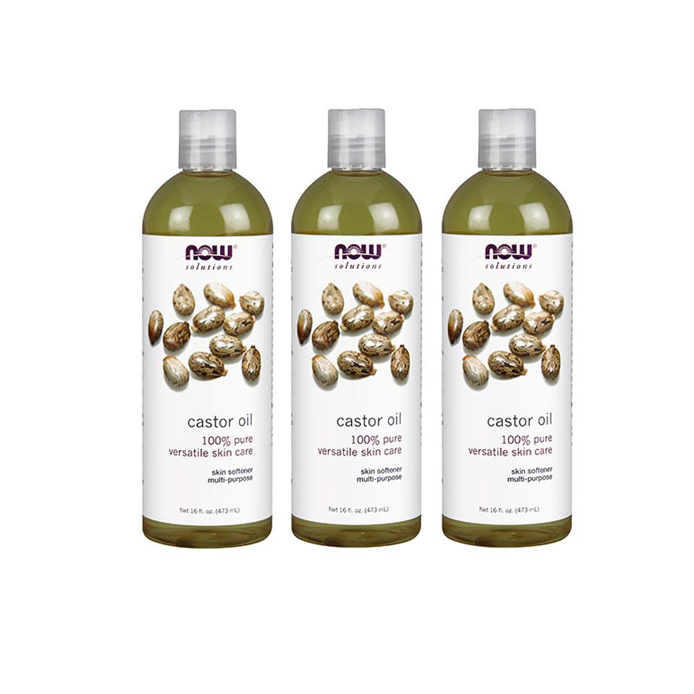 NOW Solutions Castor Oil 100% Pure bottle (16 oz) – 3-count