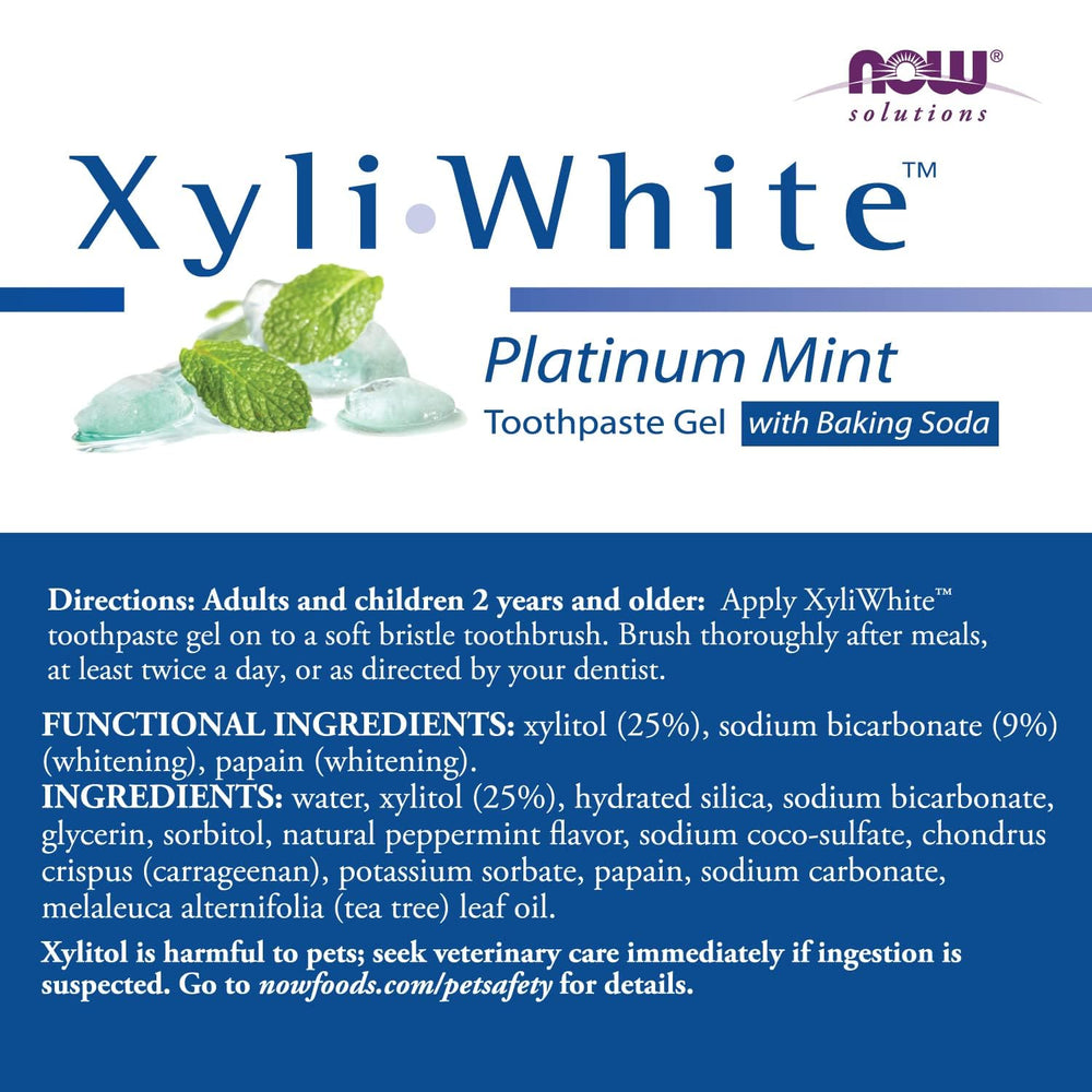 XyliWhite Platinum Mint toothpaste packaging close-up