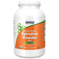 NOW Foods Spirulina Organic Powder 1 lb front label