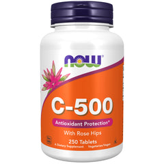 NOW Vitamin C-500 with Rose Hips tablets package front