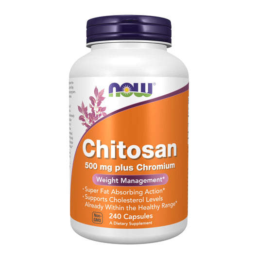 NOW Chitosan 500 mg plus Chromium bottle label