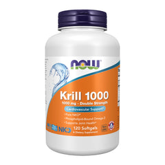 NOW Foods Neptune Krill Double Strength 1000 mg softgels front view supports daily omega-3 intake