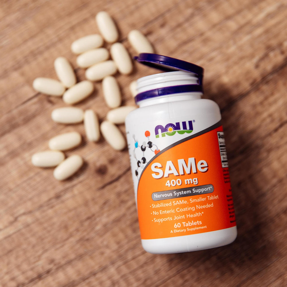 NOW Foods SAMe bottle emphasizes nervous system support ideas