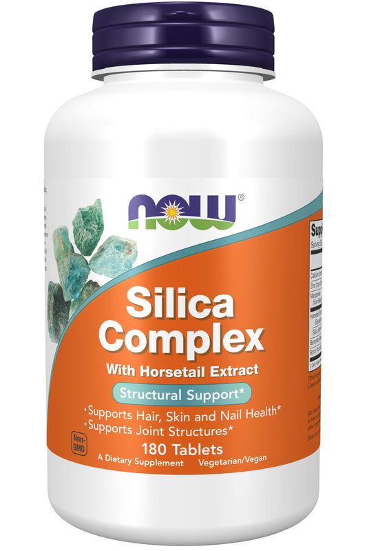 NOW Foods Silica Complex Vegetarian 500 mg bottle with 180 tablets