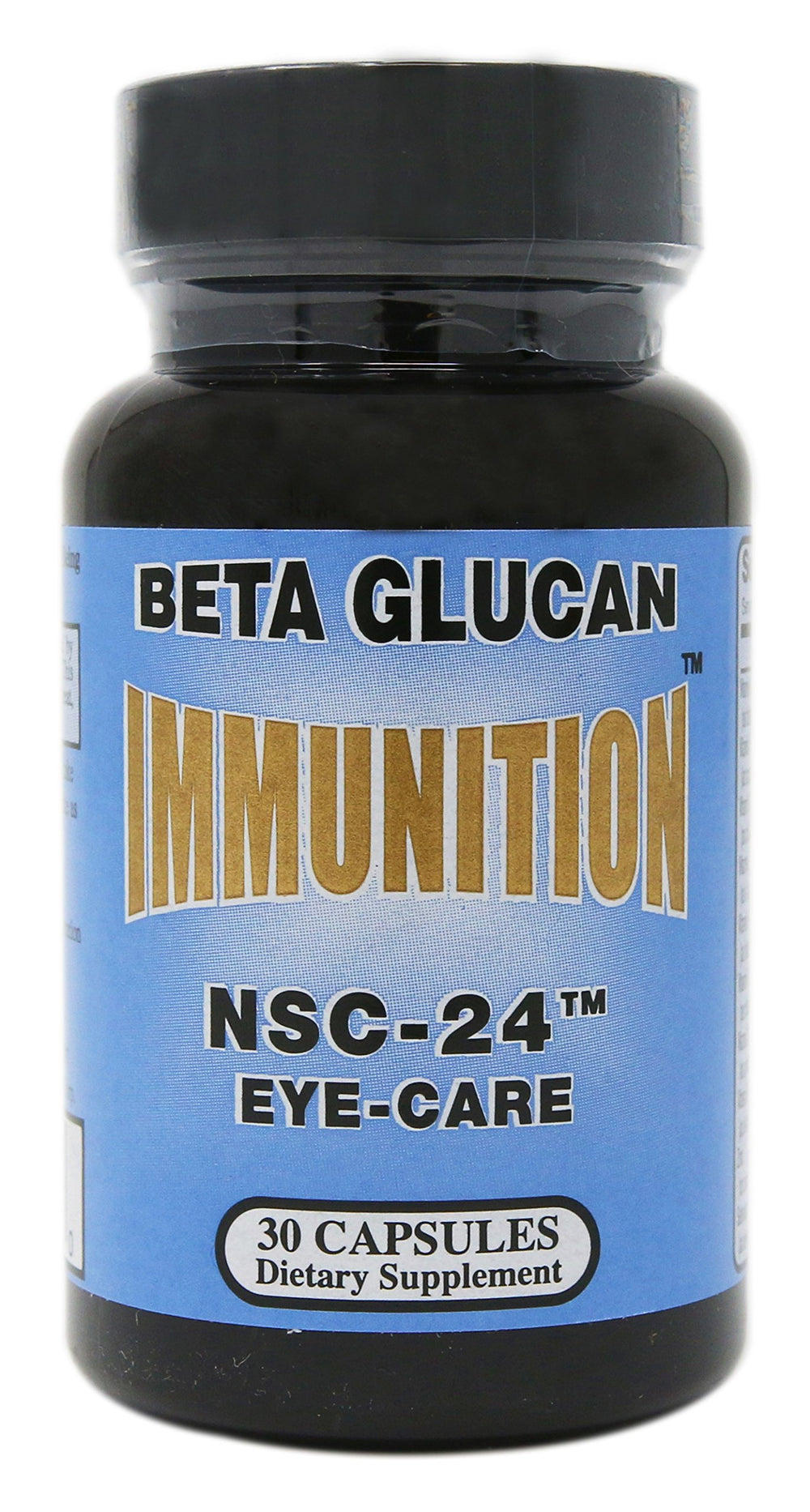 Nsc-24 Beta Glucan Eye-Care Formula bottle and capsules
