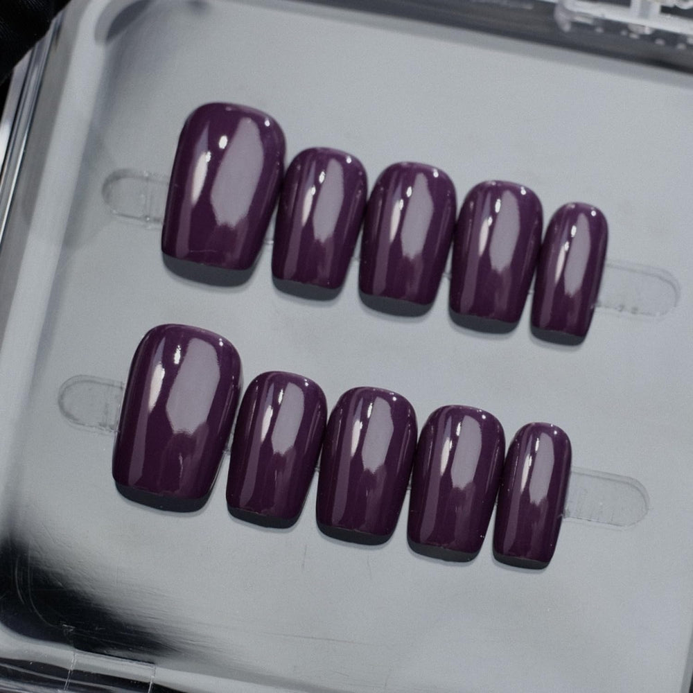 NSSHEL Purple press-on nails glossy finish for durable, reusable style