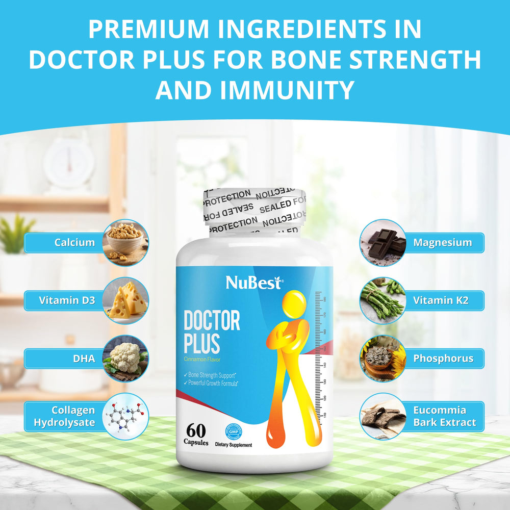 Graphic illustration of Calcium, Vitamin D3, Vitamin K2 MK7 and Magnesium