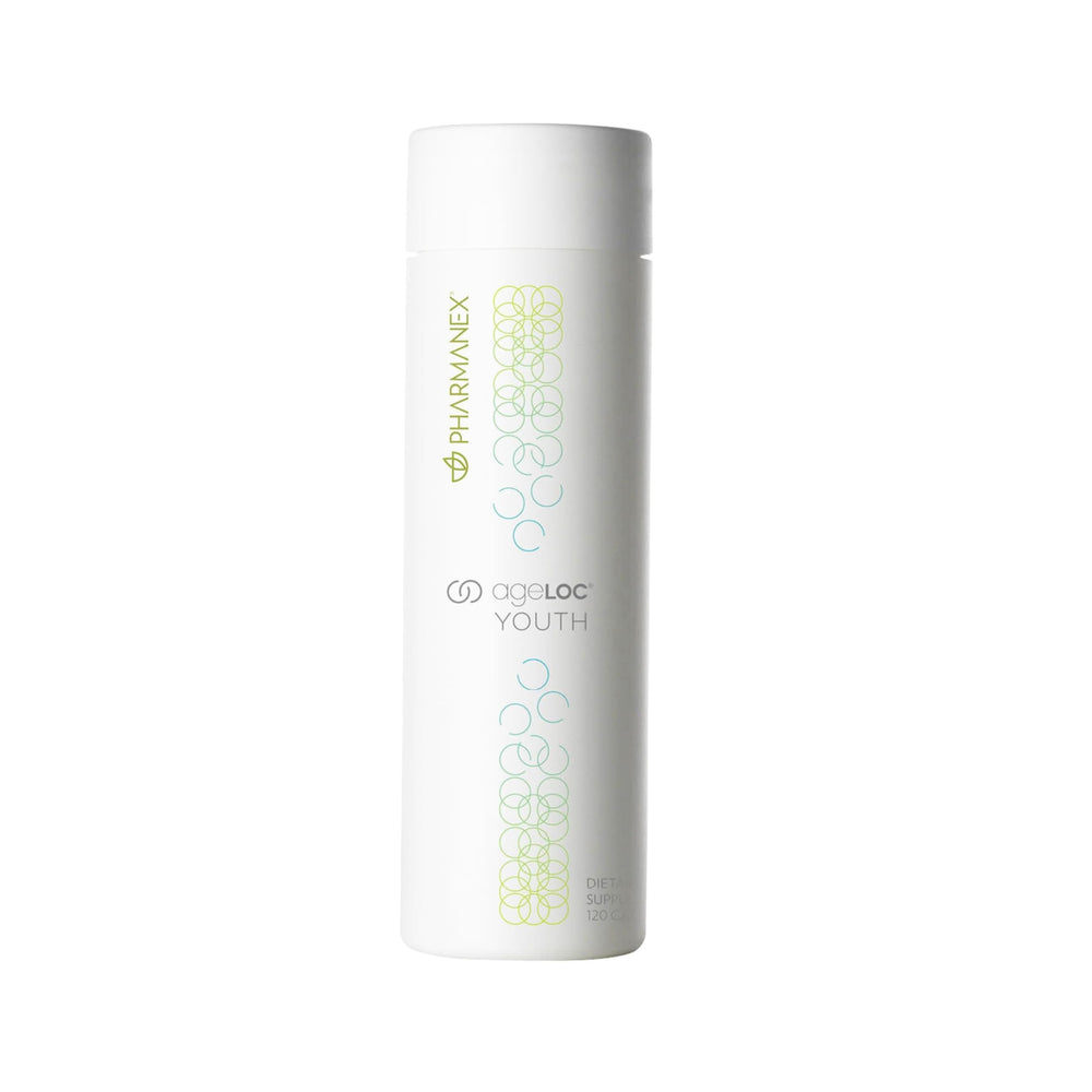 Nu Skin ageLOC Youth 120-softgel bottle on white background