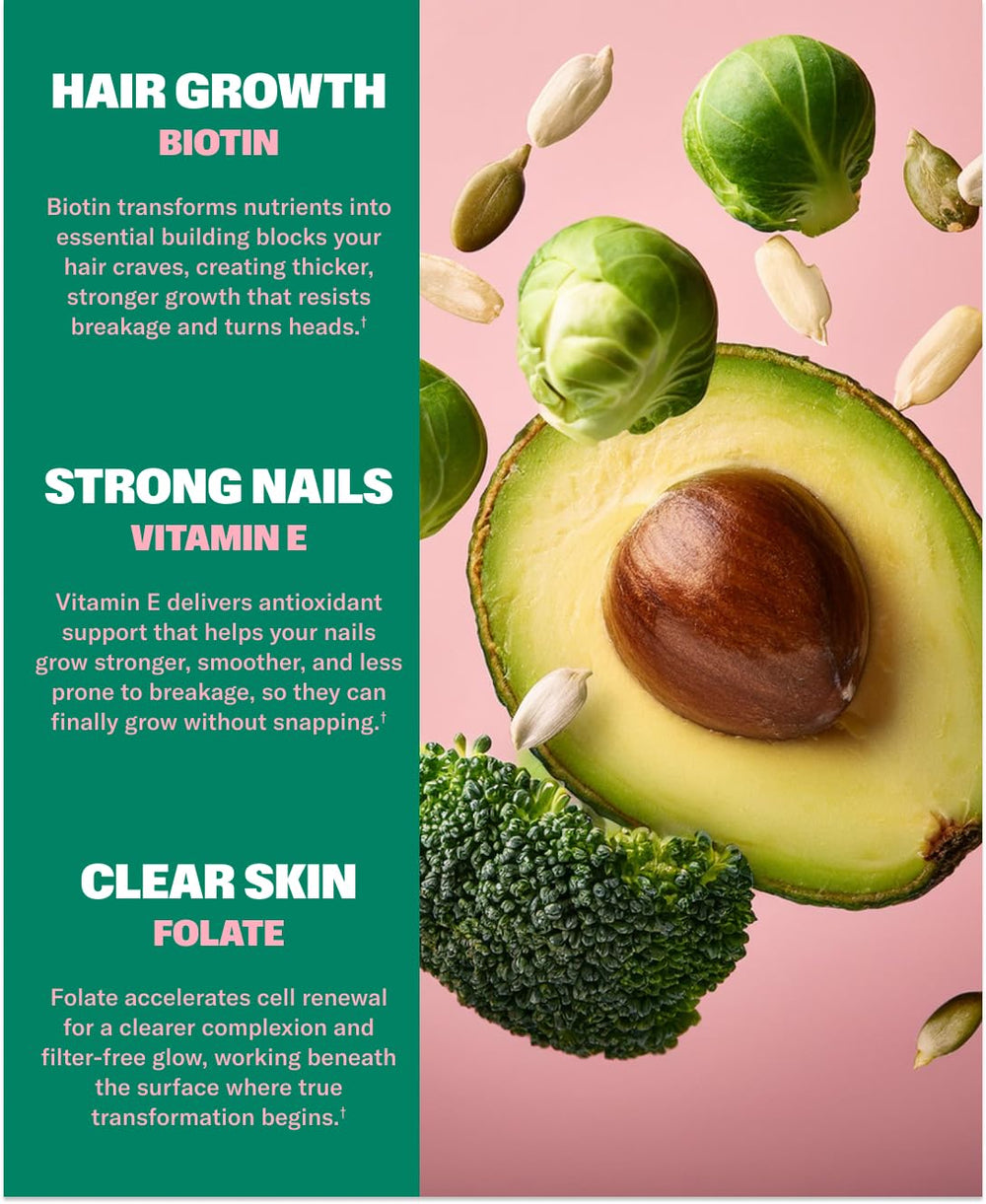 Biotin, Folate and Vitamin E ingredients on strip