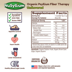 Back packaging with nutrition and ingredients label