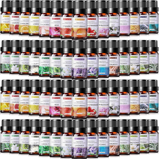 Nuanchu 36 Pcs Essential Oils Set 10ml bottles arranged together
