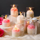 Nuanchu 6-pack flower candles in an elegant gift box for wedding keepsakes.