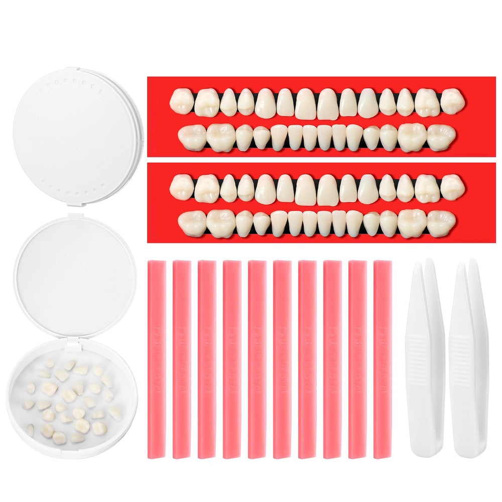 Nuanchu DIY dentures kit box with 56 synthetic resin teeth and two denture storage boxes