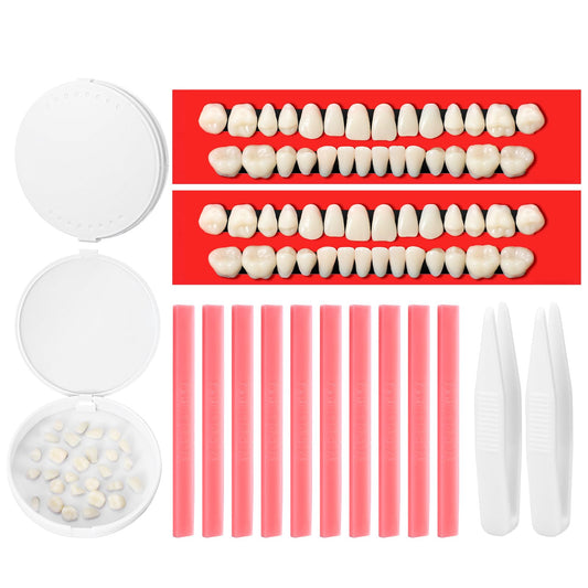 Nuanchu DIY dentures kit box with 56 synthetic resin teeth and two denture storage boxes
