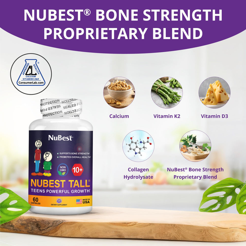 Supplement facts label for NuBest Tall 10+