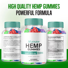 Nufarm Hemp Gummies packaging and box exterior