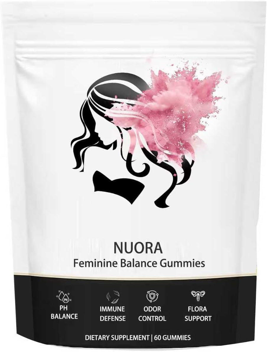Gommes Nuora équilibre féminin – bouteille et bien-être intime au quotidien.