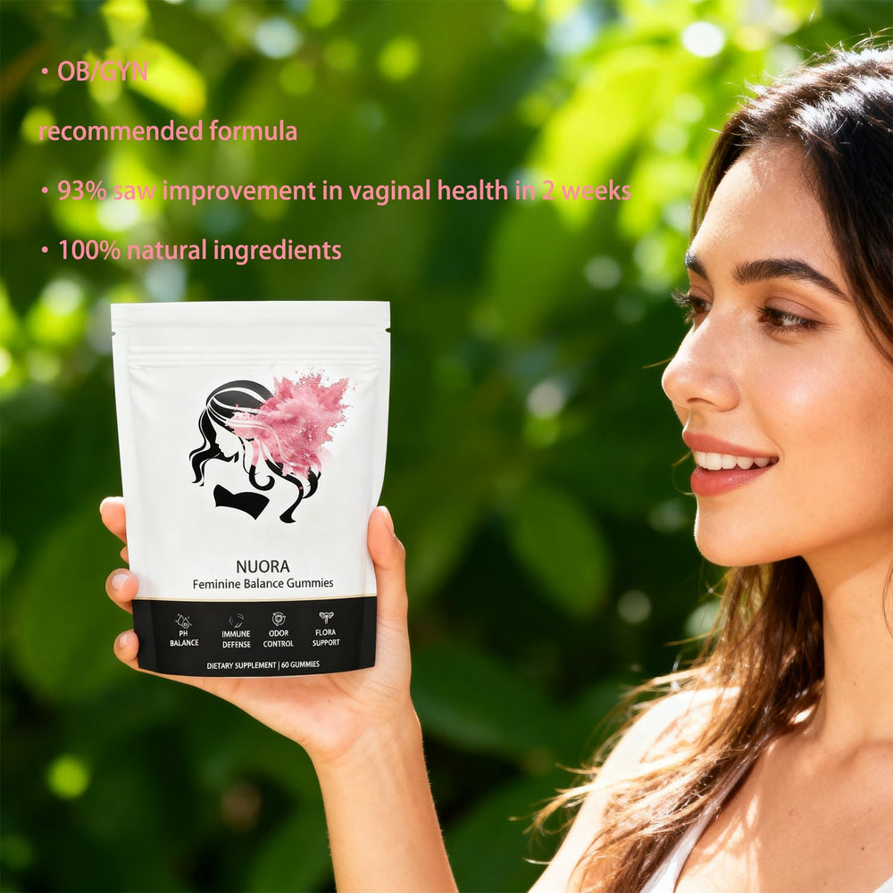 Gommes Nuora bien-être intime – soutien hydratation naturelle.