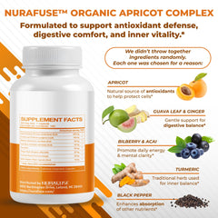 NURAFUSE bottle with 150 capsules and visible herbal ingredients