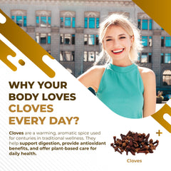 Back label of NURAFUSE Cloves Cinnamon Ginger bottle