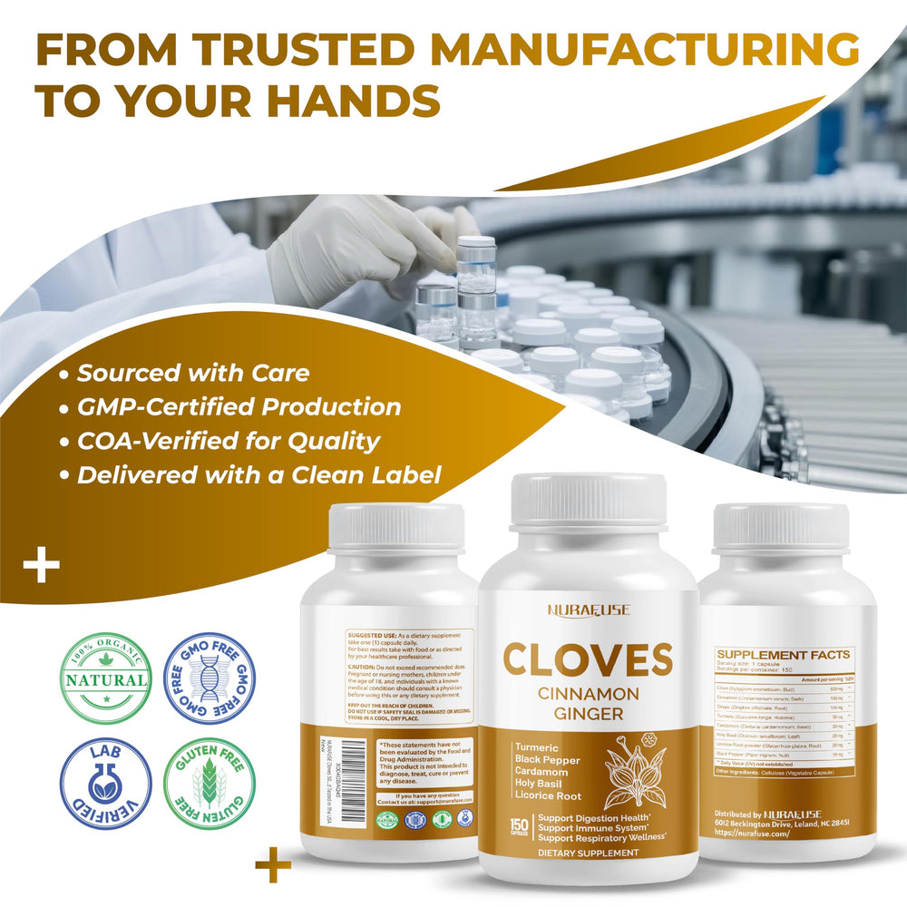 NURAFUSE Cloves Cinnamon Ginger supports respiratory health
