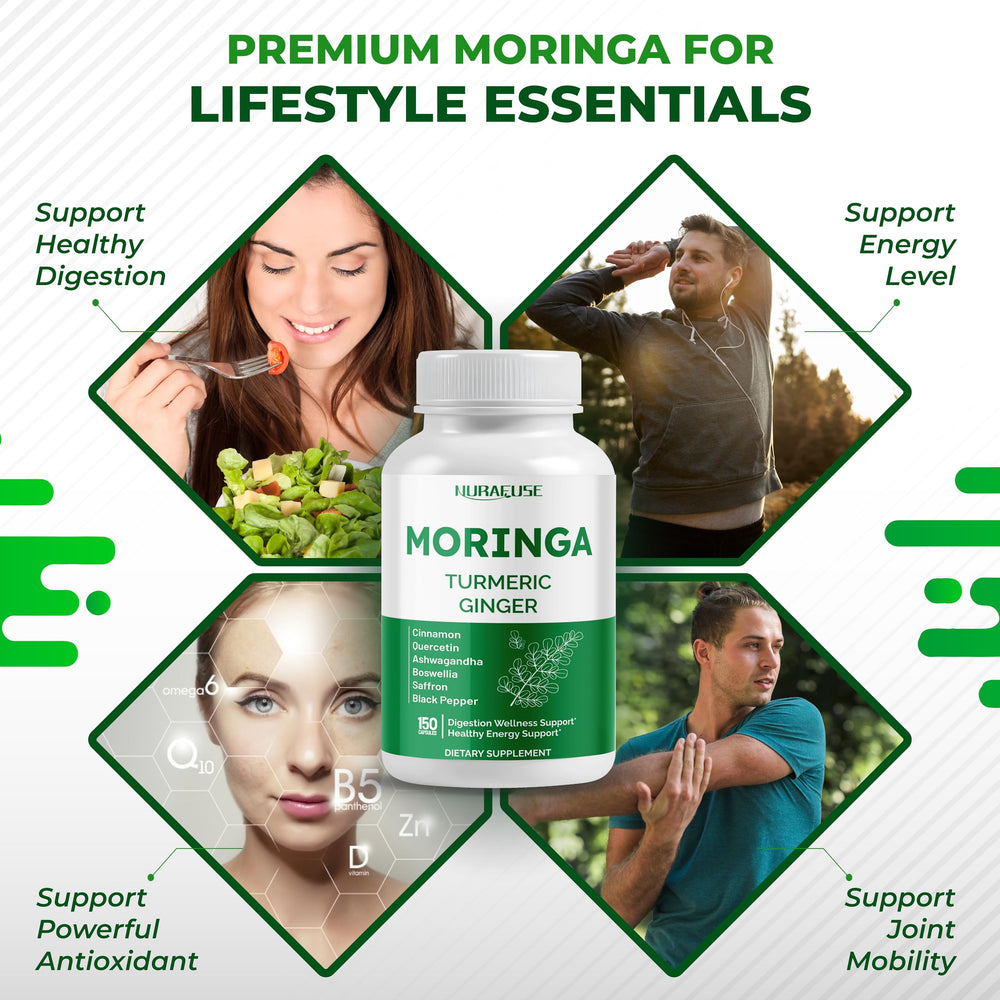 Close-up of Nurafuse Moringa 12-in-1 capsules