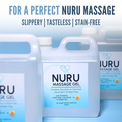 Colorless gel spread on skin during massage