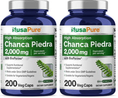 Front view of NusaPure Chanca Piedra 2000mg bottle