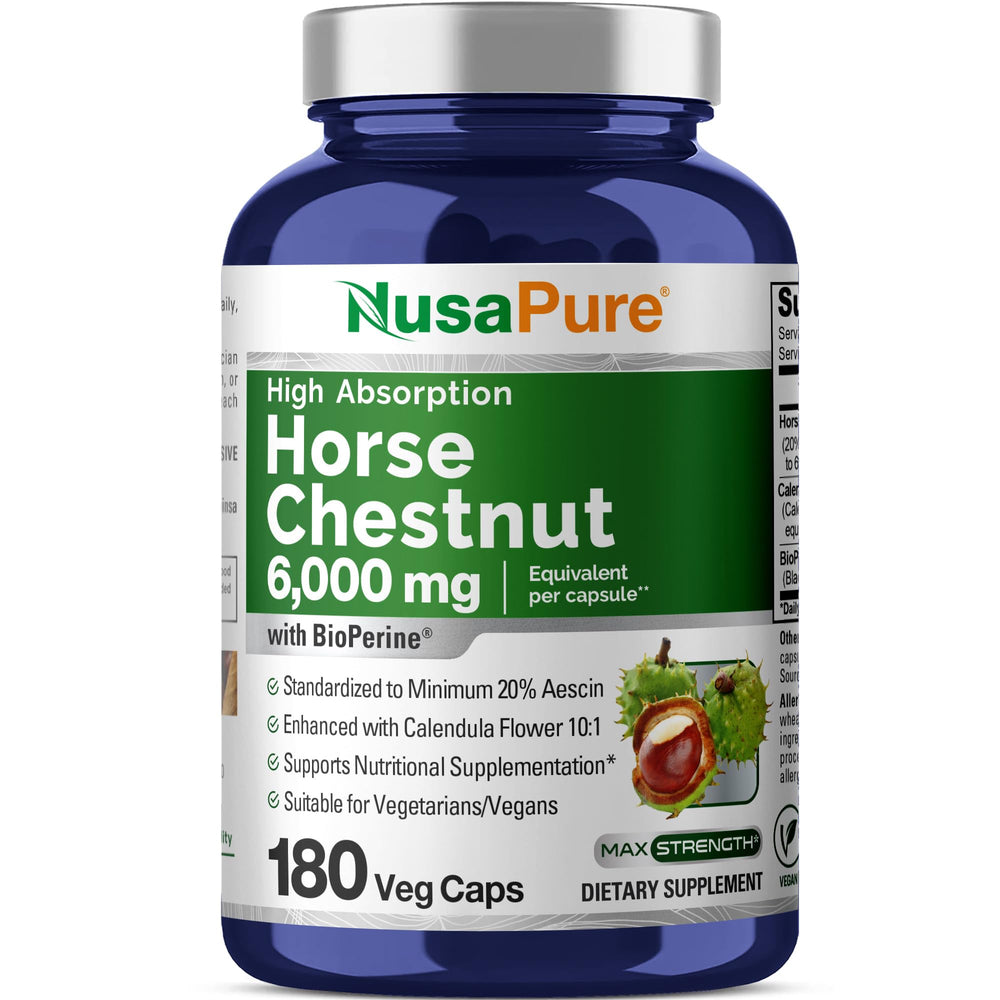 NusaPure Horse Chestnut 20:1 extract, 300 mg per capsule, 6,000 mg equivalent