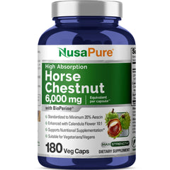 NusaPure Horse Chestnut 20:1 extract, 300 mg per capsule, 6,000 mg equivalent