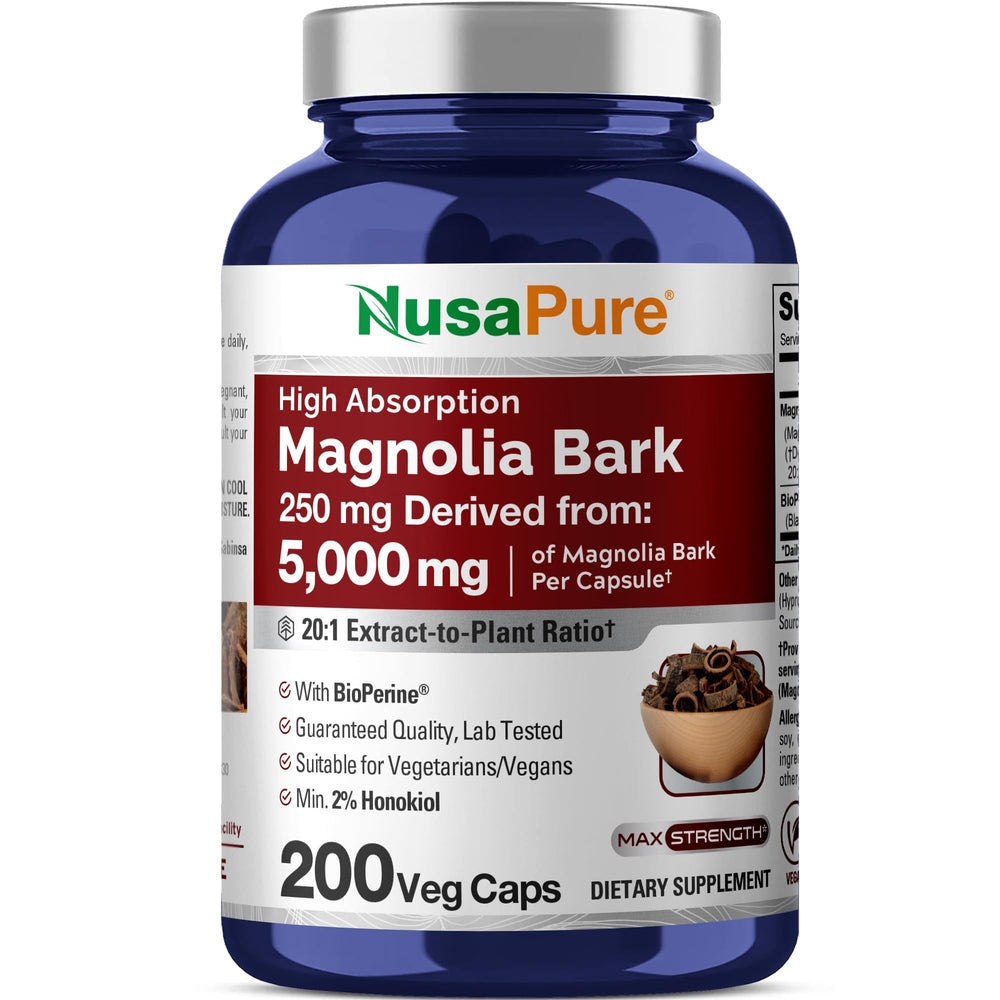 NusaPure Magnolia Bark 20:1 extract bottle label