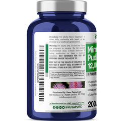 Supplement facts panel on Mimosa Pudica bottle