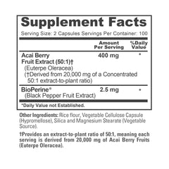 Box and bottle displaying 200 veggie capsules for a 100-day supply