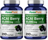 Front view of NusaPure Acai Berry Capsules bottle - Pack of 2