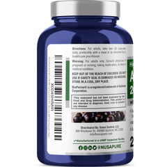 Label highlights 50:1 Acai Berry extract and Bioperine