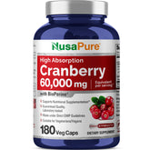 NusaPure Cranberry 60,000 mg 180 vegan capsules bottle