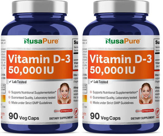 NusaPure Vitamin D3 50,000 IU label close-up