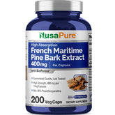 Bottle of NusaPure French Maritime Pine Bark Extract 400mg capsules
