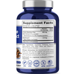 Close-up view of a 400mg pine bark extract capsule
