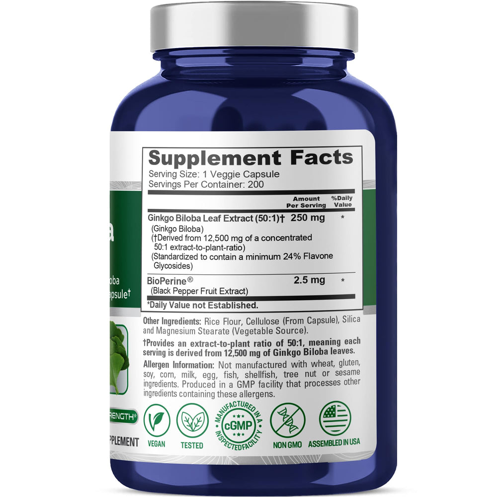 NusaPure Ginkgo Biloba veggie capsules, 200 count